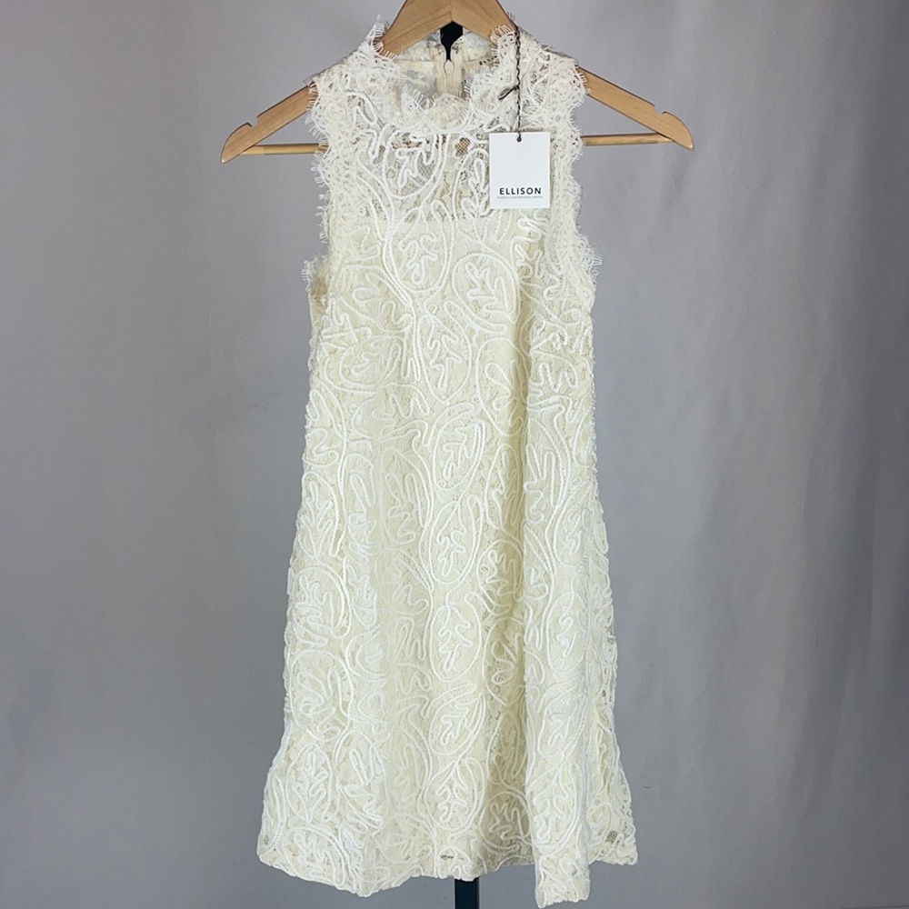 Buttercream lace dress.